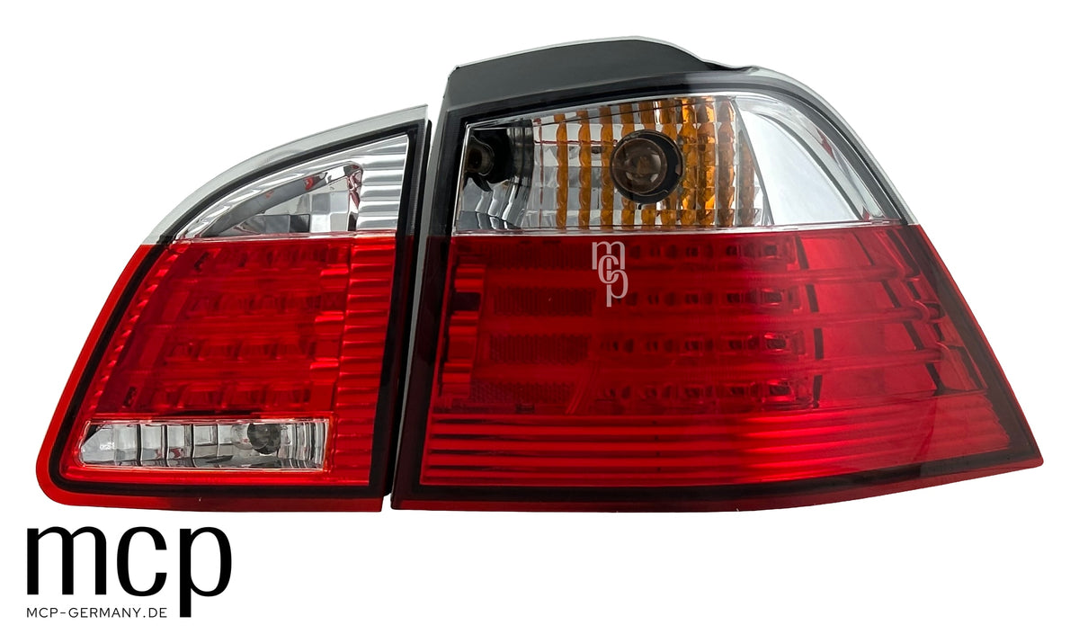 MCP 033168 – BMW 5er E61 Touring LED Rückleuchten Rot/Klar – Frontansicht der Außenleuchte und Kofferraumleuchte