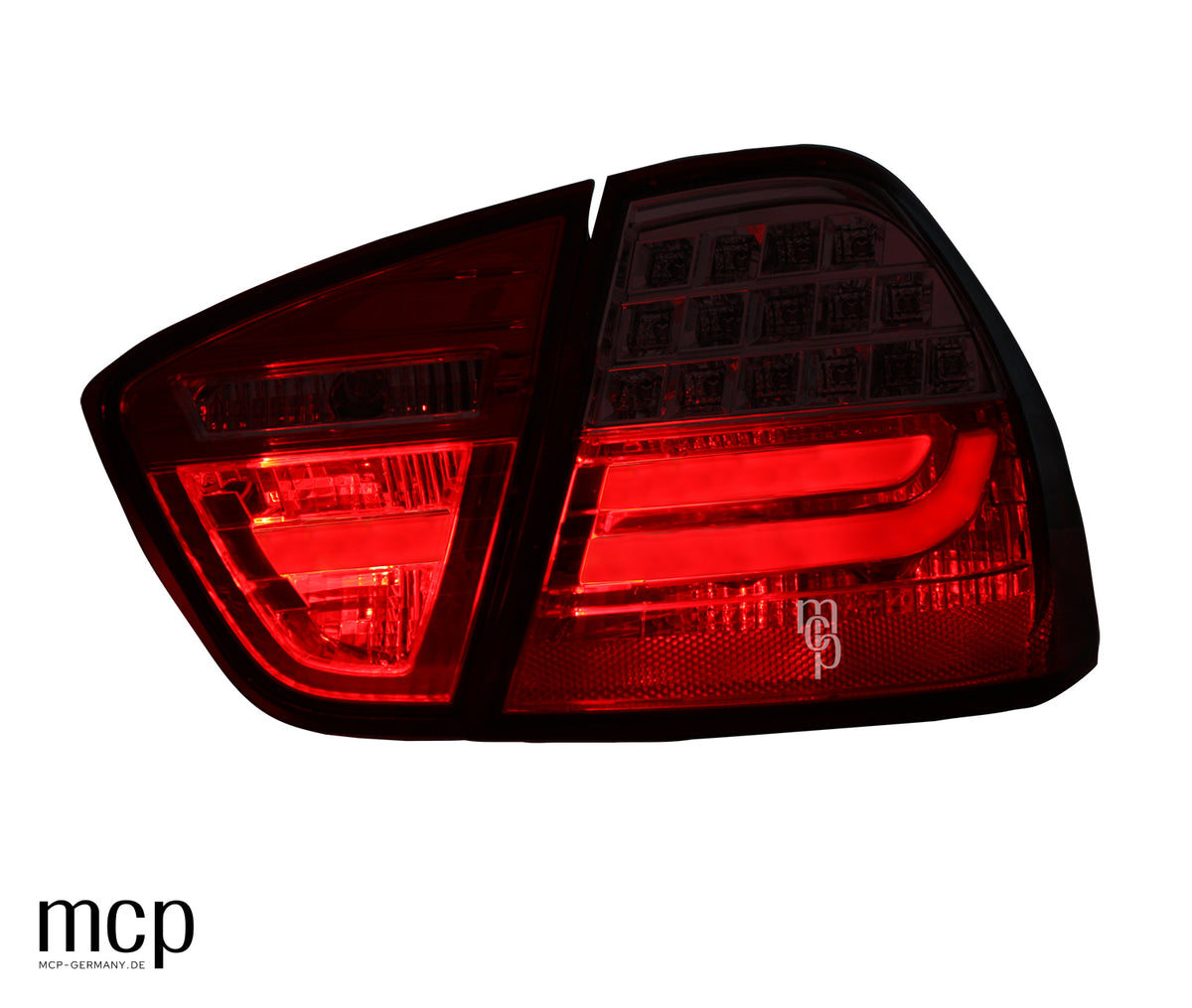 MCP 033232 – Rückleuchten BMW 3er E90 Limousine Rot/Klar – Rechte Außen- und Innenleuchte, beleuchtet