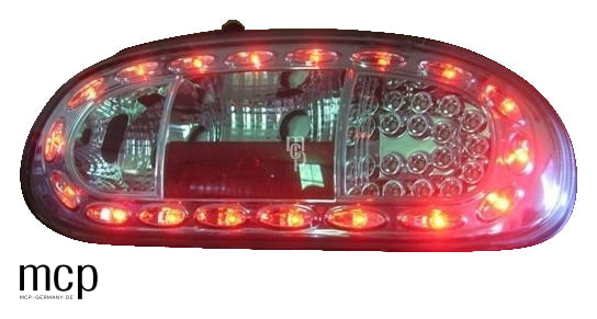 MCP 243006 – Rückleuchten Mazda MX-5 NB Klar/Chrom – Rückleuchte, LED-Lichtkranz eingeschaltet