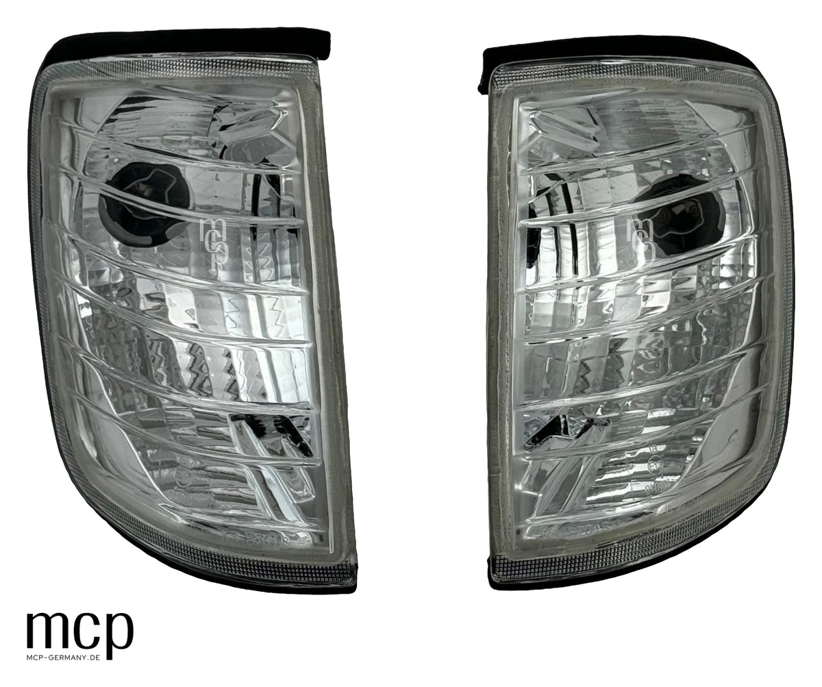 MCP 252001 – Frontblinker Mercedes-Benz W124 Klar/Chrom – Linker und rechter Frontblinker, echte Paaraufnahme