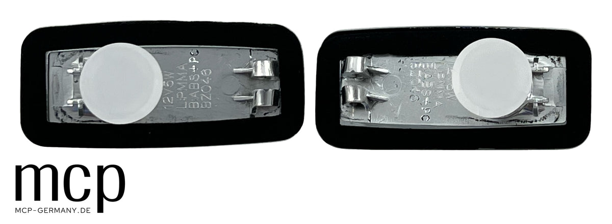 MCP 252007 – Mercedes-Benz Seitenblinker Smoke mit Chromrahmen – Rückansicht