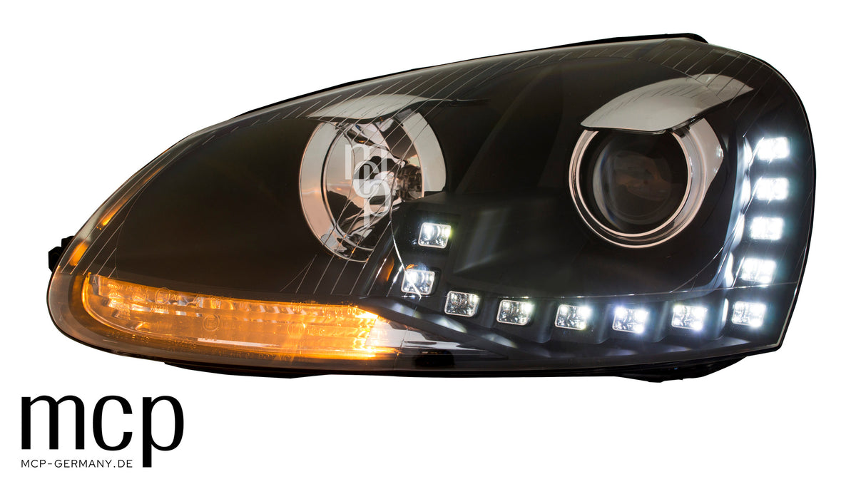 MCP 441186 – VW Golf V / Jetta 1K Scheinwerfer Schwarz – Lichtansicht Blinker