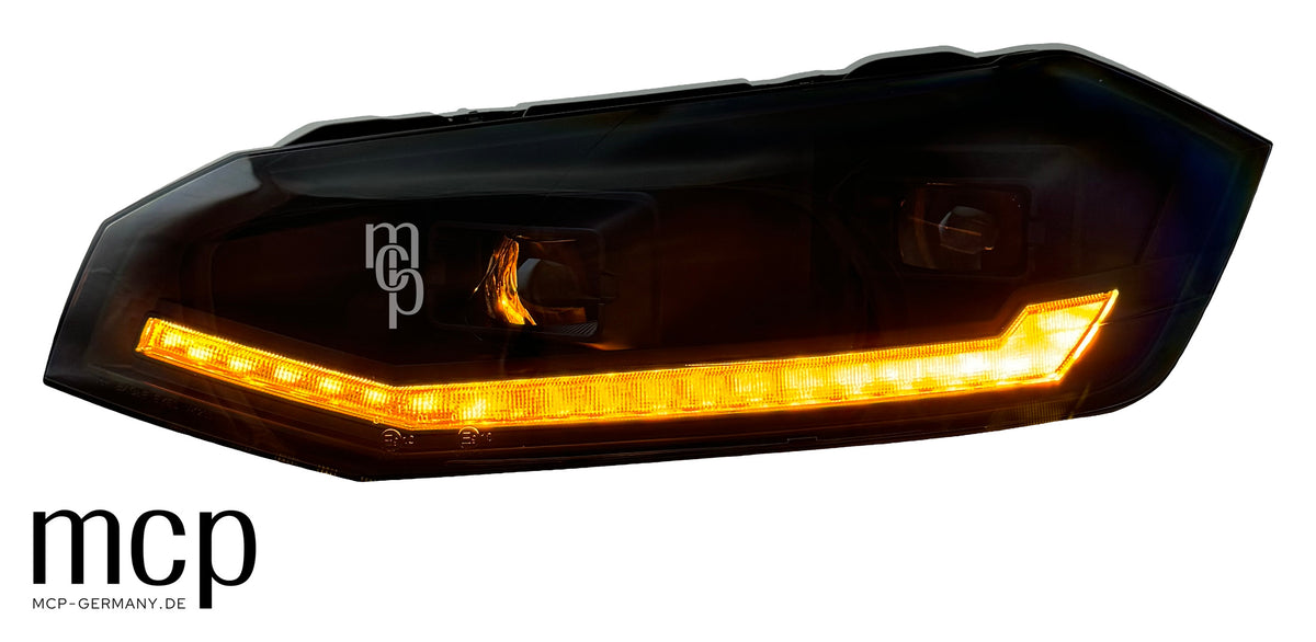 MCP 441264 – VW Polo AW1 Scheinwerfer Schwarz – LED Blinker Gegenseite