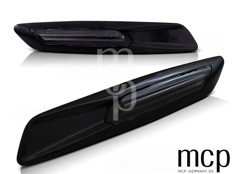 LED Seitenblinker Set für BMW E60/ E90/ E92/ E82 in Schwarz glänzend/Smoke