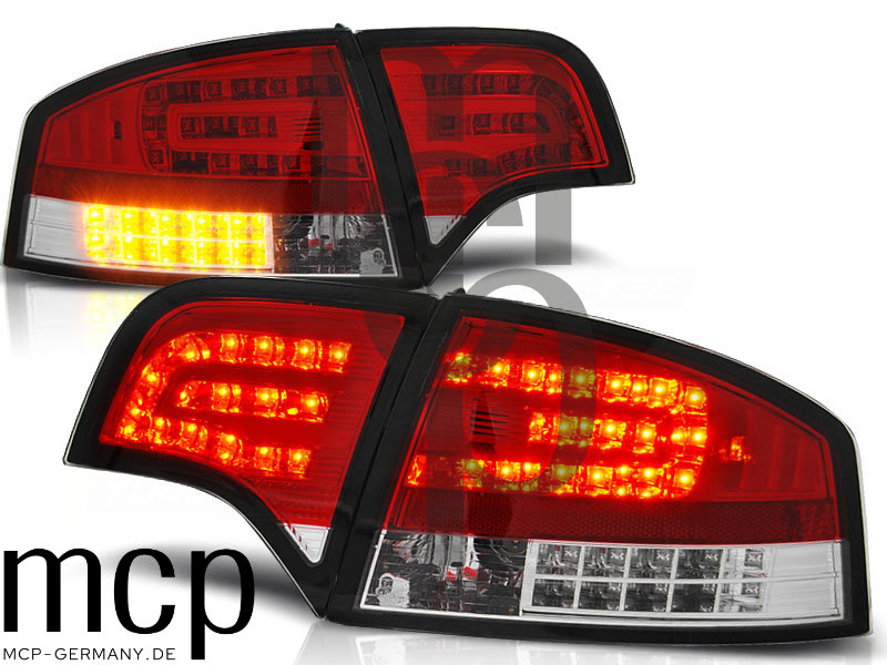 LED Rückleuchten Set für Audi A4 B7 (11/04-03/08) in Rot/Chrom