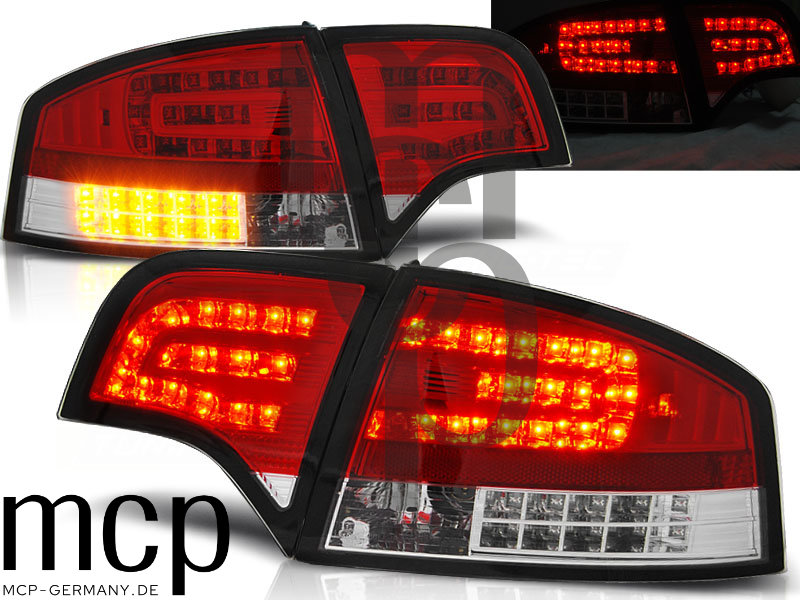 LED Rückleuchten Set für Audi A4 B7 (11/04-03/08) in Rot/Chrom