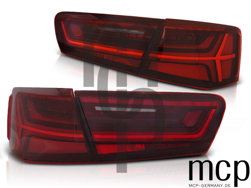 Voll LED Lightbar Rückleuchten Set für Audi A6 C7 (4G) Limousine (04/11 bis 10/14) in Rot/Klar mit Dynamischem Blinker