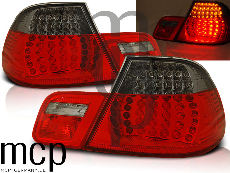LED Rückleuchten Set für BMW 3er E46 Coupé (1999 bis 2003) in Rot/Smoke