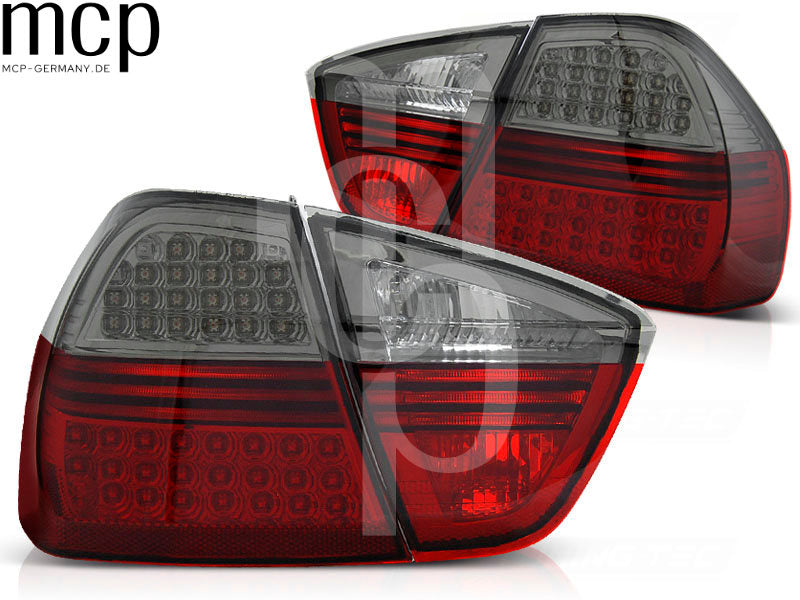LED Lightbar Rückleuchten Set für BMW 3er E90 Limousine (03/05 bis 08/08) in Rot/Smoke