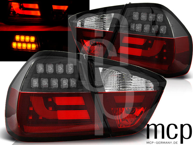LED Lightbar Rückleuchten Set für BMW 3er E90 Limousine (03/05 bis 08/08) in Rot/Schwarz/Klar