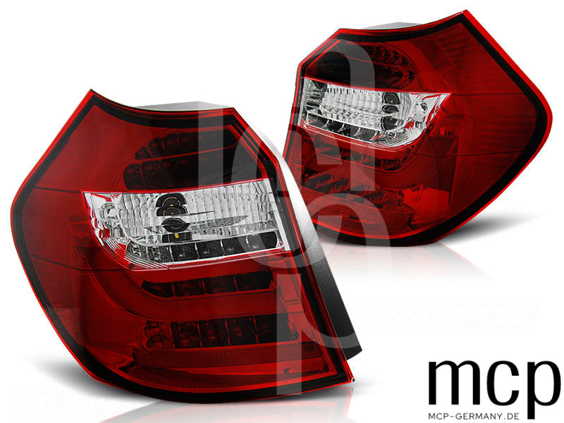 LED Lightbar Rückleuchten Set für BMW 1er E81 E87 (07-11) Rot/Klar