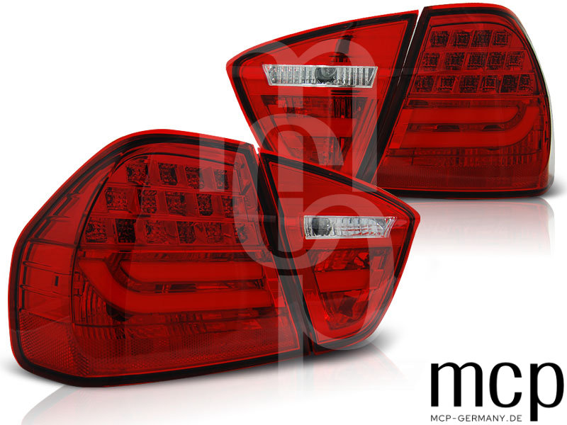LED Lightbar Rückleuchten Set für BMW 3er E90 Limousine (03/05 bis 08/08) in Rot/Klar