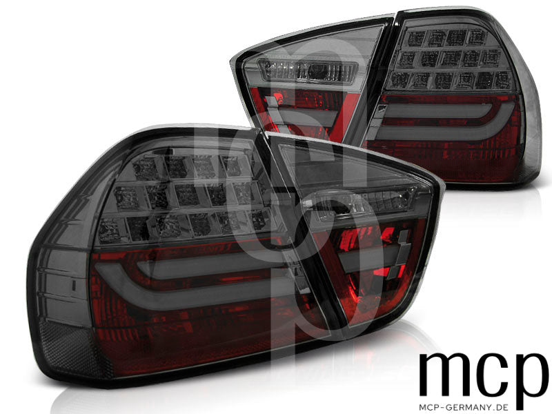LED Lightbar Rückleuchten Set für BMW 3er E90 Limousine (03/05 bis 08/08) in Smoke