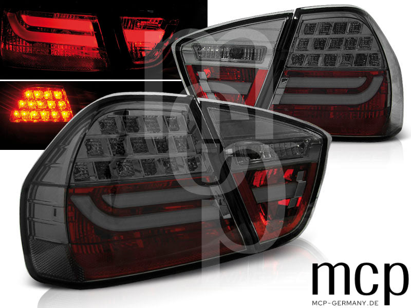 LED Lightbar Rückleuchten Set für BMW 3er E90 Limousine (03/05 bis 08/08) in Smoke