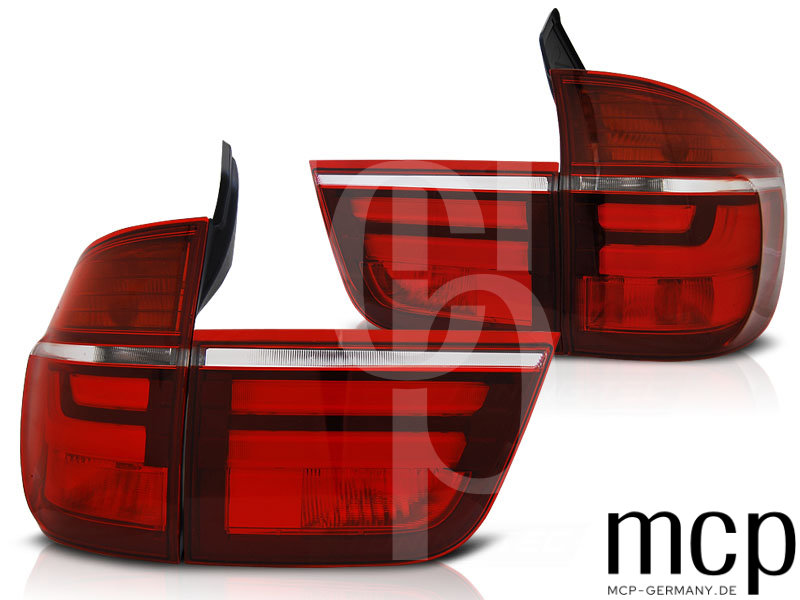 LED Lightbar Rückleuchten Set für BMW X5 E70 (03/07 bis 05/10) in Rot/Klar