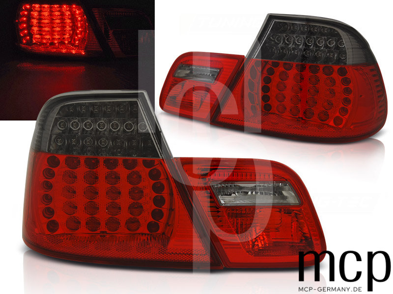 LED Rückleuchten Set für BMW 3er E46 Coupé (2003 bis 2006) in Rot/Smoke