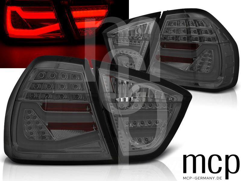 LED Lightbar Rückleuchten Set für BMW 3er E90 Limousine (03/05 bis 08/08) in Smoke