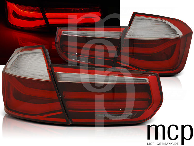 LED Lightbar Rückleuchten für BMW 3er F30 F35 (10/11-10/15) Rot/Smoke
