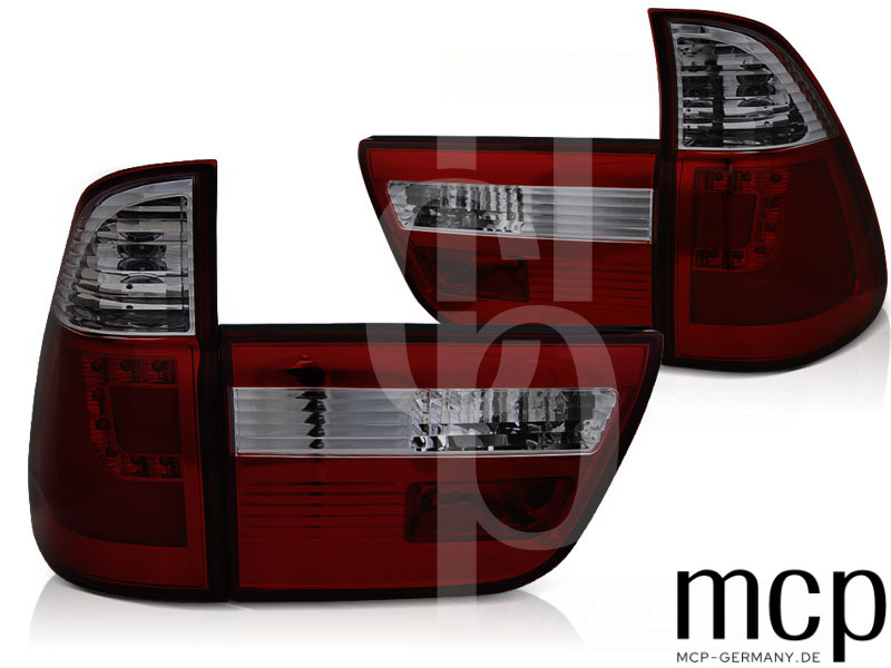 LED Lightbar Rückleuchten Set für BMW X5 E53 (09/99 bis 10/03) in Rot/Smoke