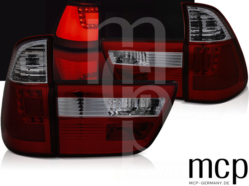 LED Lightbar Rückleuchten Set für BMW X5 E53 (09/99 bis 10/03) in Rot/Smoke