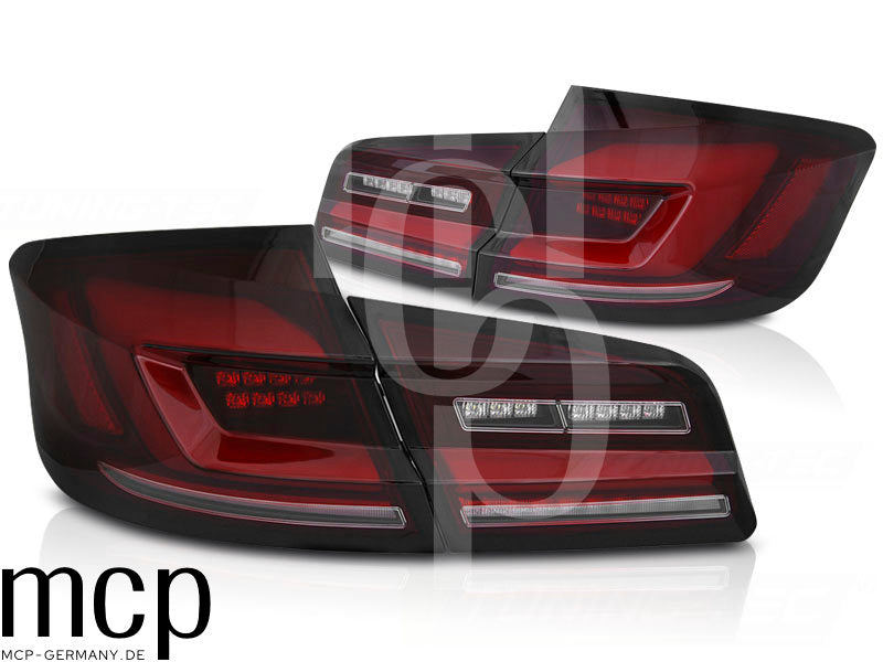 Voll LED Rückleuchten für BMW 5er F10 Limousine (10/10–12/16) in Rot/Smoke mit Dynamischem Blinker
