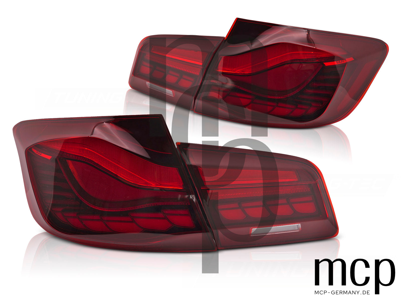 Voll LED OLED Rückleuchten Set für BMW 5er F10 Limousine (01/10 bis 01/17) in Rot mit Dynamischem Blinker
