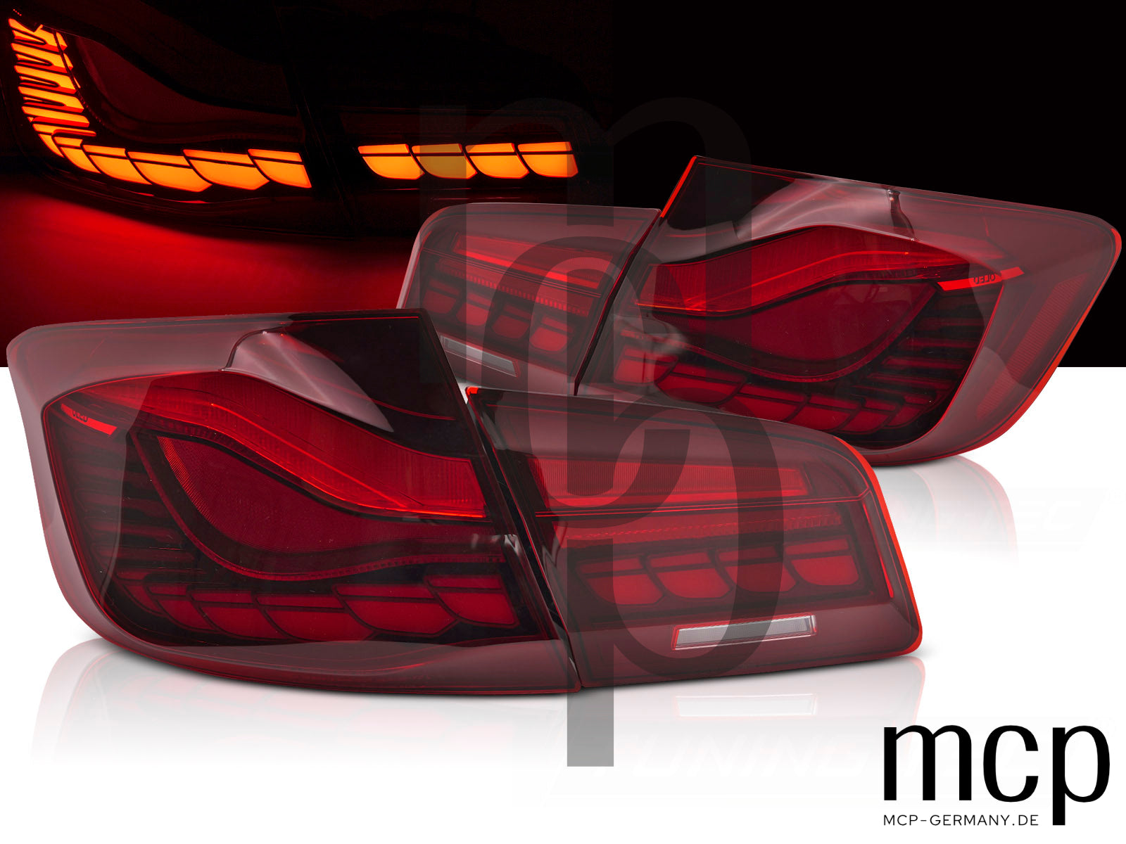Voll LED OLED Rückleuchten Set für BMW 5er F10 Limousine (01/10 bis 01/17) in Rot mit Dynamischem Blinker