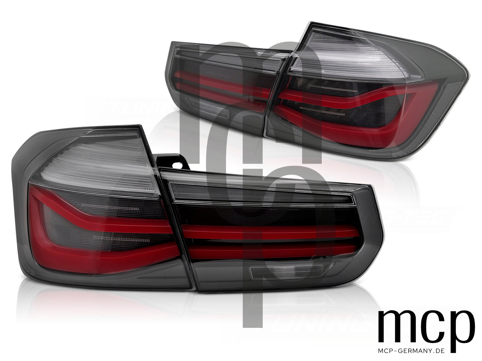 LED Lightbar Rückleuchten Set für BMW 3er F30/F35 Limousine (10/11 bis 06/19) in Smoke mit Dynamischem Blinker