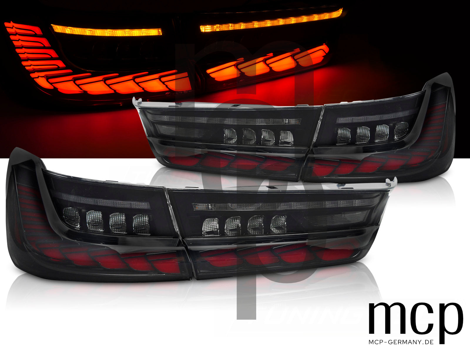 OLED Voll LED Rückleuchten Set für BMW 3er G20 Limousine (03/19 bis 06/22) in Smoke mit Dynamischem Blinker und Begrüßungsfunktion