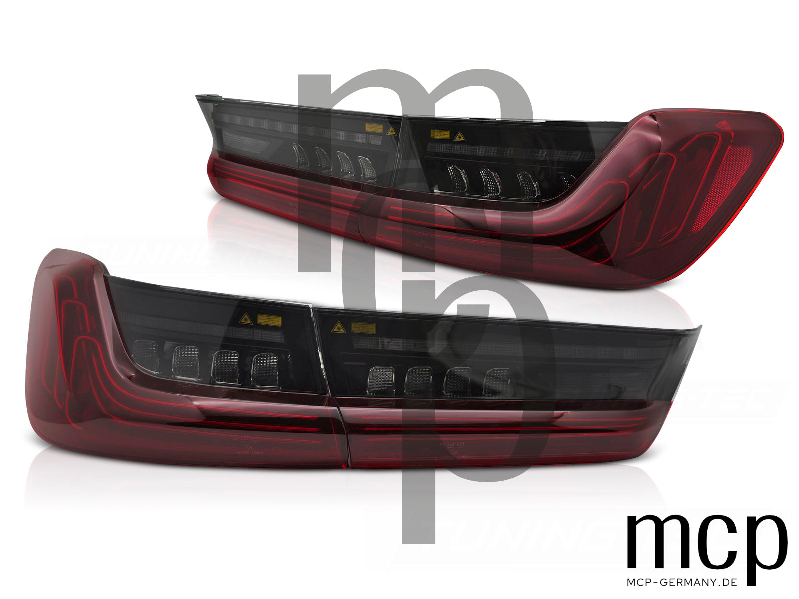 Voll LED Rückleuchten Set für BMW 3er G20 Limousine (03/19 bis 12/22) in Rot/Schwarz mit Laser-Optik