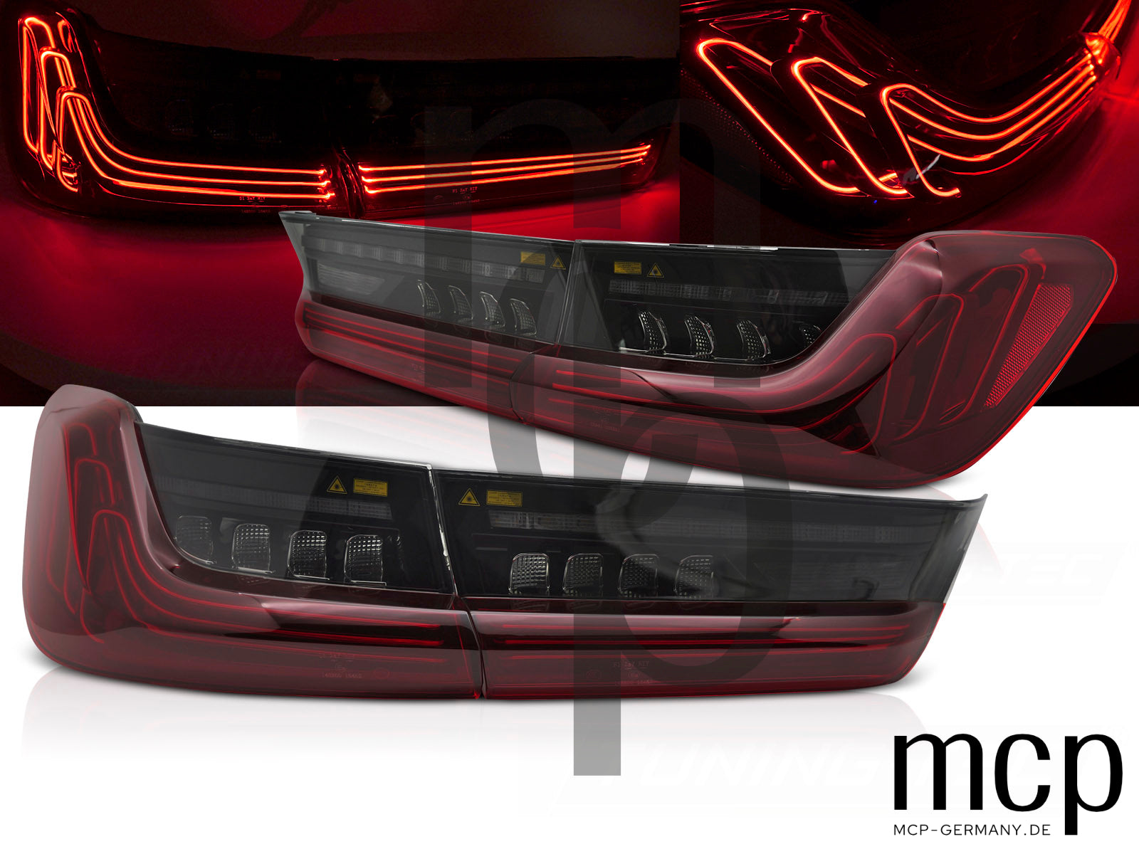 Voll LED Rückleuchten Set für BMW 3er G20 Limousine (03/19 bis 12/22) in Rot/Schwarz mit Laser-Optik