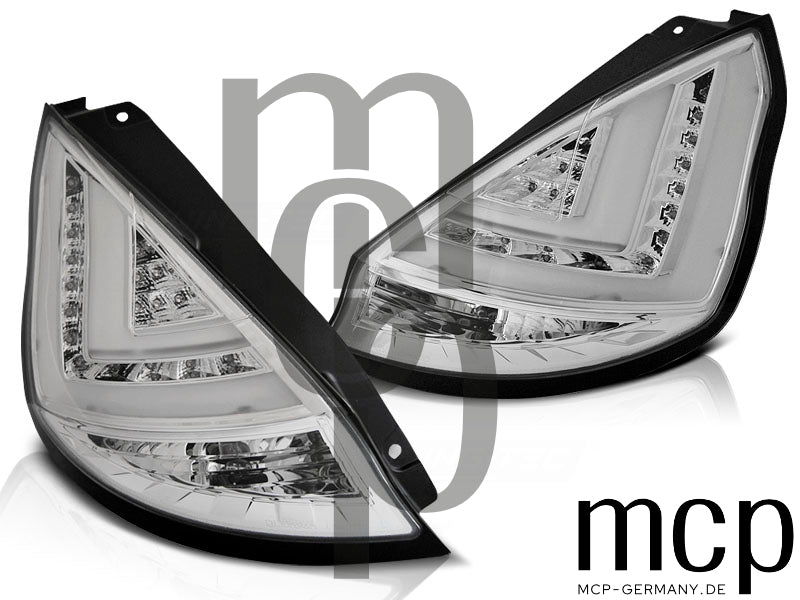 LED Lightbar Rückleuchten Set für Ford Fiesta MK7 Hatchback (01/2013 bis 03/2017) in Chrom