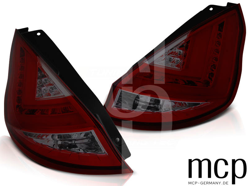 LED Lightbar Rückleuchten Set für Ford Fiesta MK7 Hatchback (09/12 bis 03/17) in Rot/Smoke