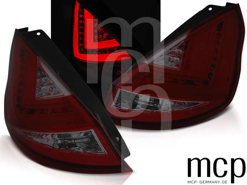 LED Lightbar Rückleuchten Set für Ford Fiesta MK7 Hatchback (09/12 bis 03/17) in Rot/Smoke