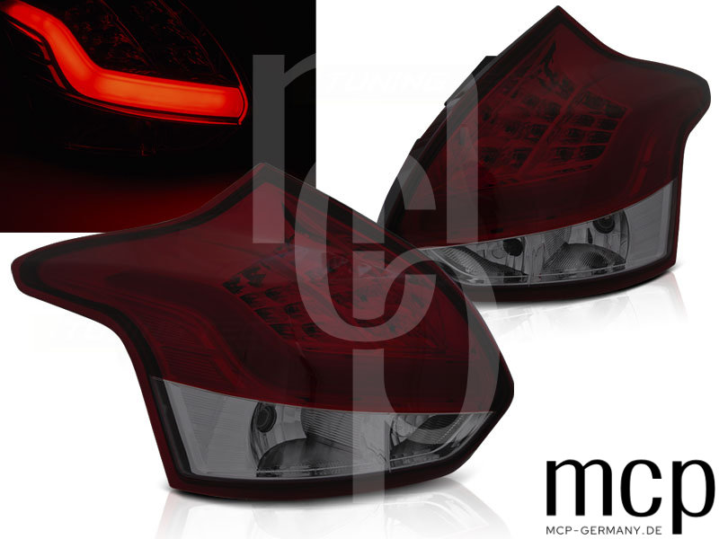 LED Lightbar Rückleuchten Set für Ford Focus MK3 Hatchback (04/2011 bis 12/2014) in Rot/Smoke