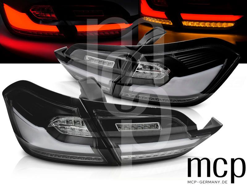LED Lightbar Rückleuchten Set für Ford Fiesta MK8 Hatchback (01/2017-12/2023) in Schwarz mit Dynamischem Blinker