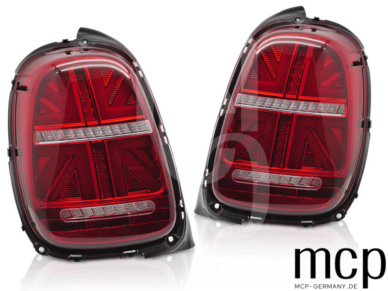 LED Lightbar Rückleuchten Set für MINI Cooper F57 Cabrio (2014 bis 2017) in Rot/Klar mit dynamischem Blinker