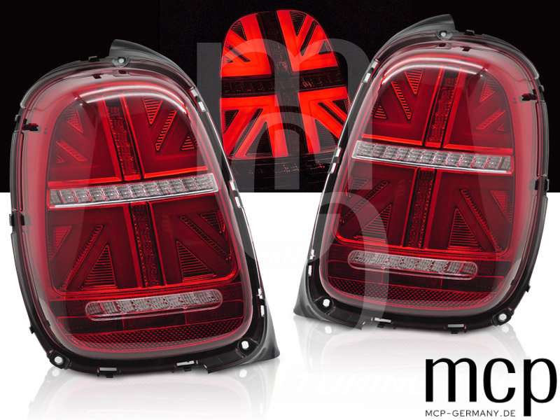 LED Lightbar Rückleuchten Set für MINI Cooper F55 Schrägheck (2012 bis 2017) in Rot/Klar mit dynamischem Blinker