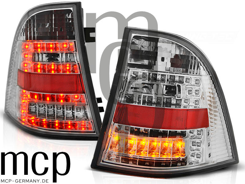 LED Rückleuchten Set für Mercedes-Benz M-Klasse ML W163 (02/1998 bis 06/2005) in Chrom mit LED Blinker