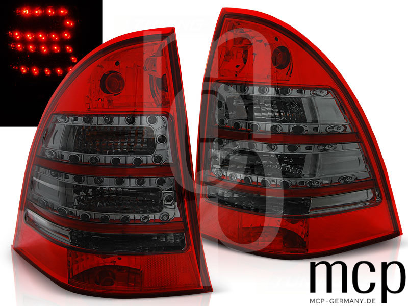 LED Rückleuchten Set für Mercedes-Benz C-Klasse W203 T-Modell (Kombi) (03/01 bis 08/07) in Rot/Smoke