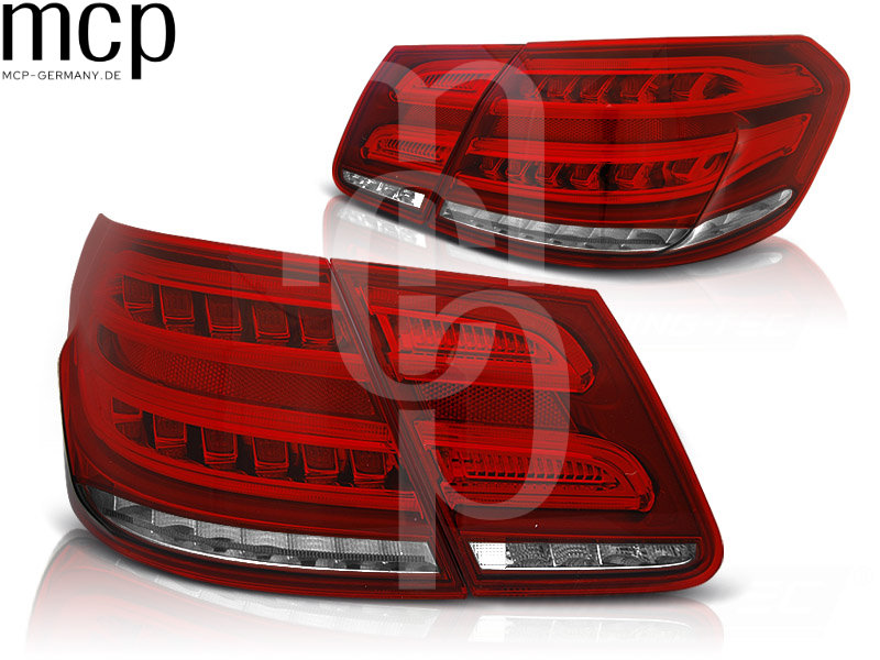 Voll LED Lightbar Rückleuchten Set für Mercedes-Benz E-Klasse W212 Limousine (2009 bis 2013) in Rot/Klar mit Dynamischem Blinker