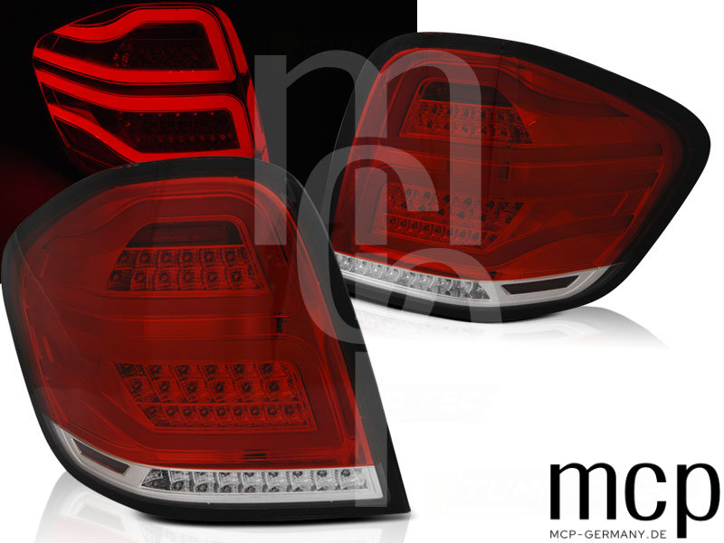 Voll LED Lightbar Rückleuchten Set für Mercedes-Benz M-Klasse ML W164 MOPF (09/08 bis 06/11) in Rot/Klar