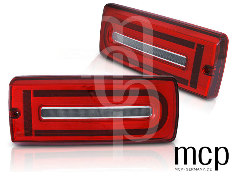 LED Lightbar Rückleuchten Set für Mercedes-Benz G-Klasse W461/W463 (09/1989 bis 04/2018) in Rot/Klar mit Dynamischem Blinker