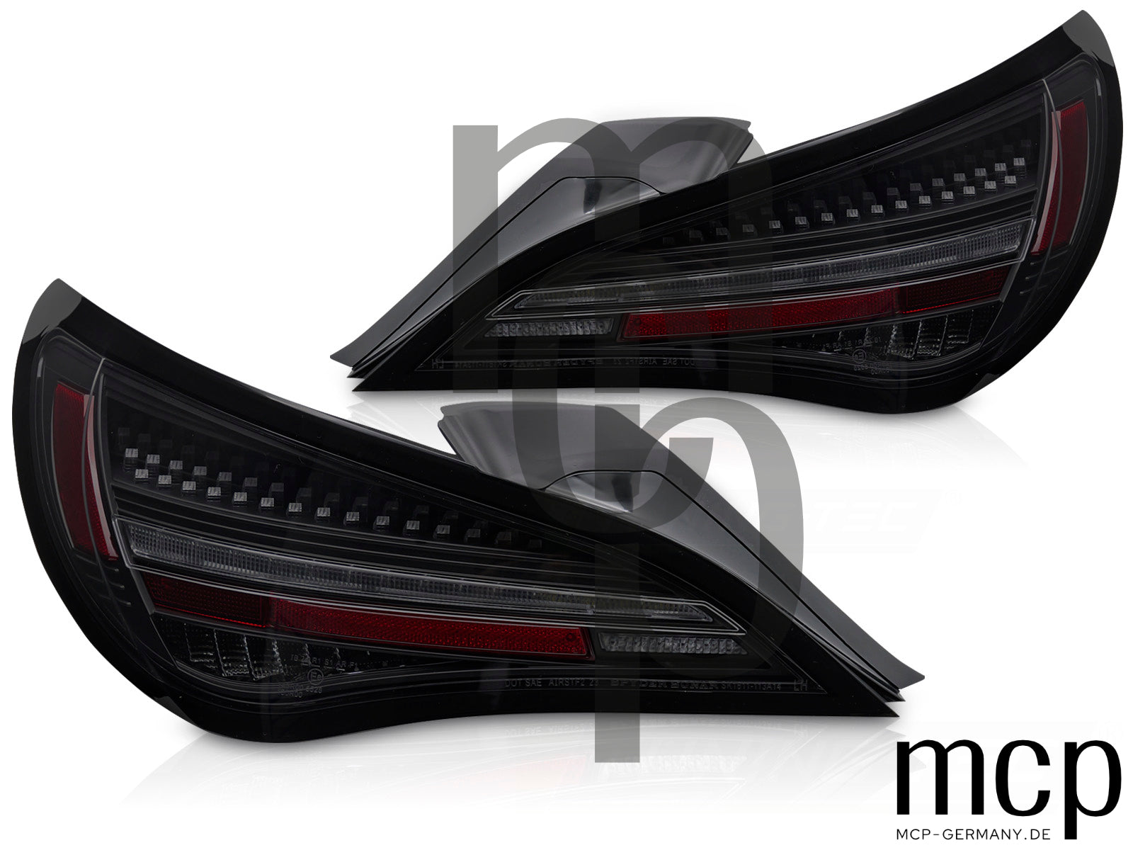 Voll LED Rückleuchten Set für Mercedes-Benz CLA C117 (2013 bis 2019) und X117 (2014 bis 2019) in Smoke mit Dynamischem Blinker und Welcome-Light-Funktion