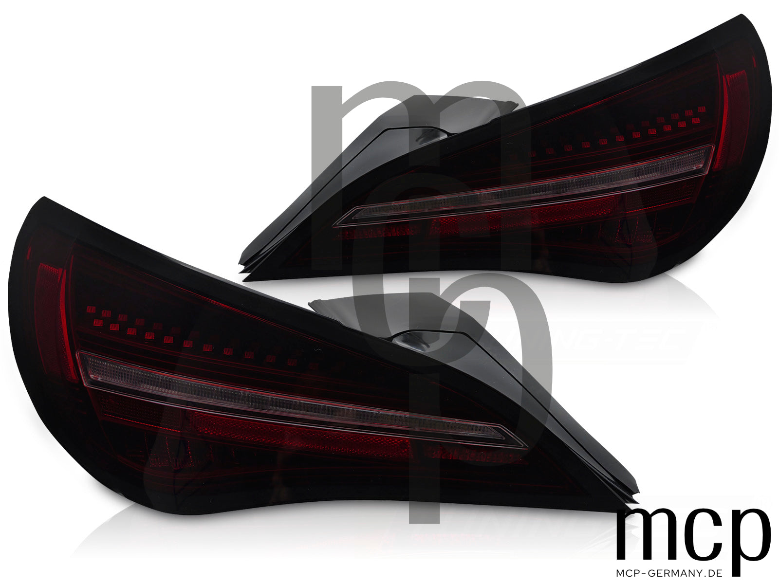 Voll LED Rückleuchten Set für Mercedes-Benz CLA C117 (2013 bis 2019) und X117 (2014 bis 2019) in Rot/Smoke mit Dynamischem Blinker und Welcome-Light-Funktion
