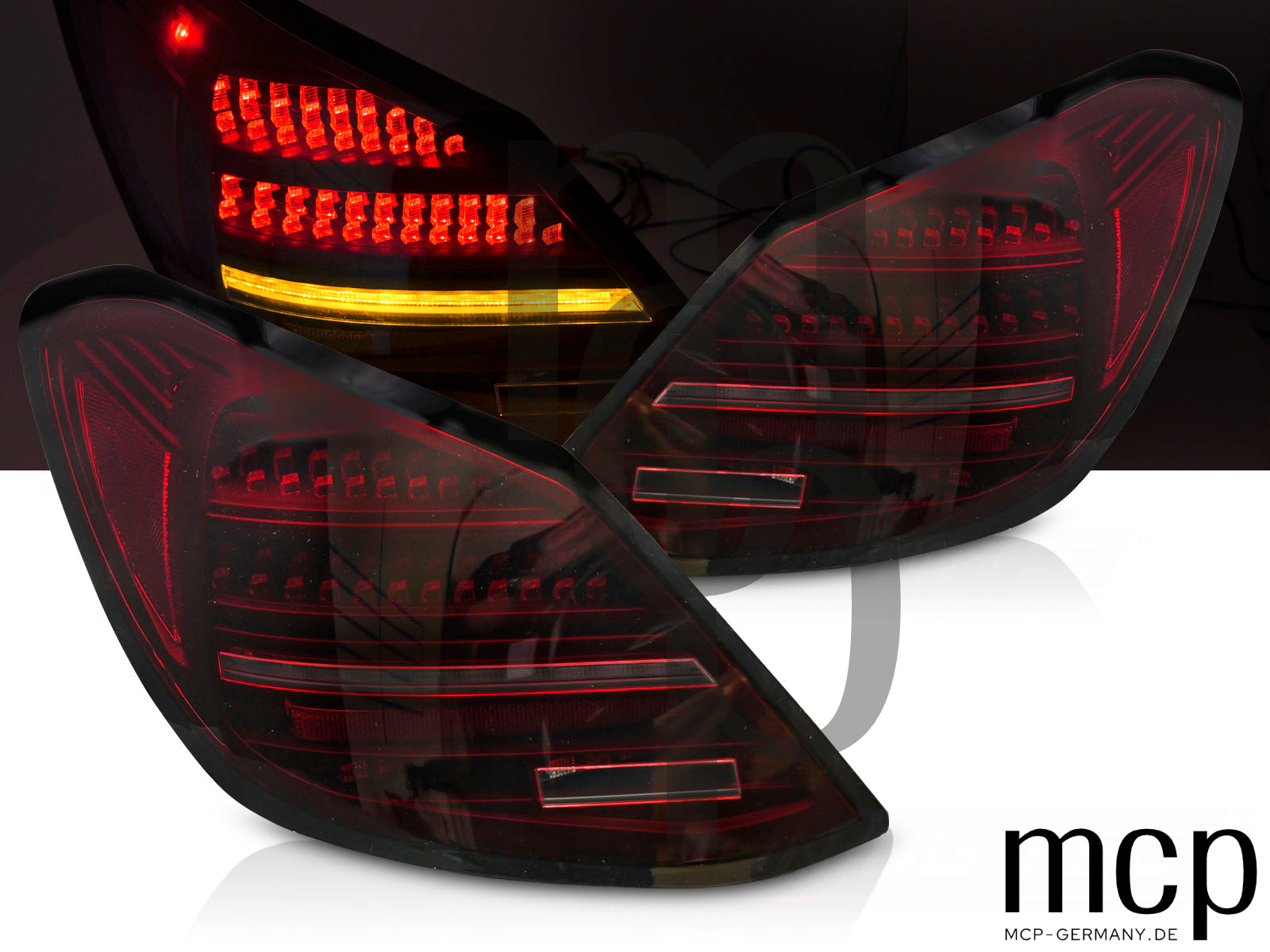 Voll LED Rückleuchten Set für Mercedes-Benz C-Klasse W205 Limousine (02/2012 bis 03/2021) in Rot/Klar mit Dynamischem Blinker und Welcome-Light-Funktion