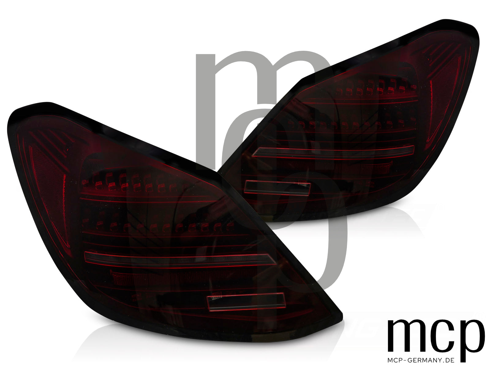 Voll LED Rückleuchten Set für Mercedes-Benz C-Klasse W205 Limousine (02/2012 bis 03/2021) in Rot/Smoke mit Dynamischem Blinker und Welcome-Light-Funktion