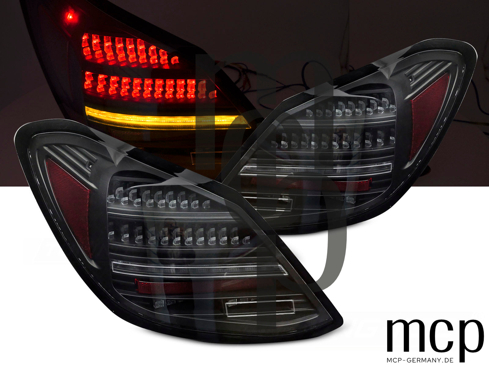 Voll LED Rückleuchten Set für Mercedes-Benz C-Klasse W205 Limousine (02/2012 bis 03/2021) in Schwarz/Klar mit Dynamischem Blinker und Welcome-Light-Funktion