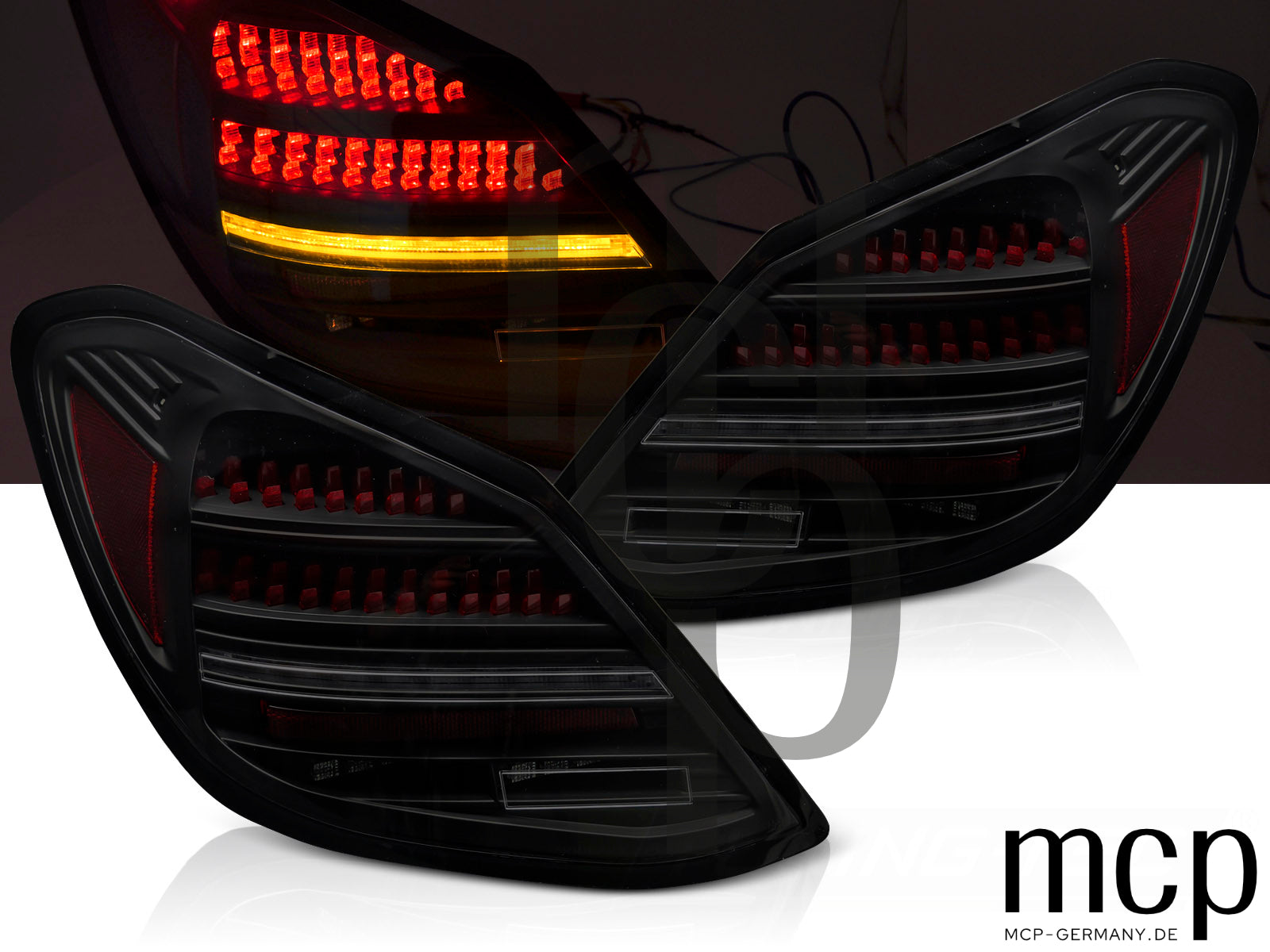 Voll LED Rückleuchten Set für Mercedes C-Klasse W205 Limousine (02/2012 bis 03/2021) in Smoke/Rot mit Dynamischem Blinker und Welcome-Light-Funktion