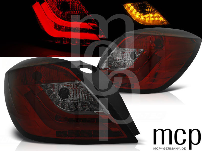 LED Lightbar Rückleuchten Set für Opel Astra H GTC Schrägheck 3-Türer (03/2004 bis 2009) in Rot/Smoke